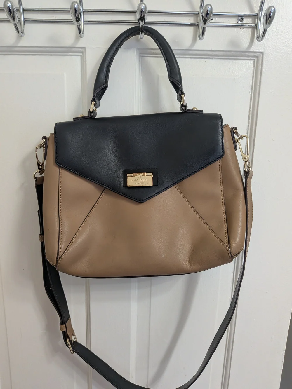 kate spade Black and Tan Two-Tone Top-Handle Satchel